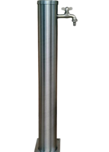 Wasserzapfsäule aus Edelstahl aus der Seitenansicht